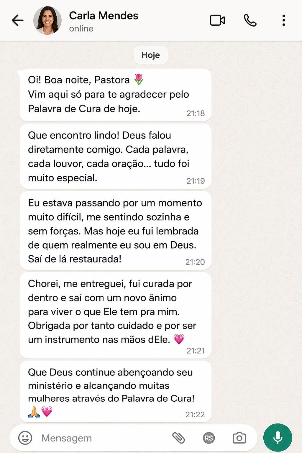 Depoimento de mulher restaurada no Palavra de Cura 3